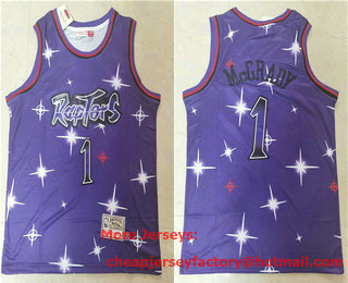 Men's Toronto Raptors #1 Tracy McGrady Starry Purple Hardwood Classics Soul Swingman Throwback Jersey