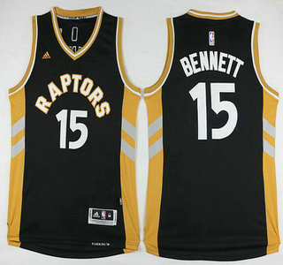 Men's Toronto Raptors #15 Anthony Bennett Revolution 30 Swingman Black With Gold Jersey