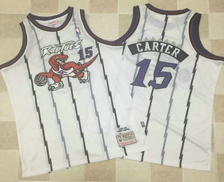 Men's Toronto Raptors #15 Vince Carter 1998-99 White Hardwood Classics Soul AU Throwback Jersey