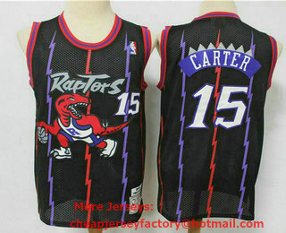 Men's Toronto Raptors #15 Vince Carter Black Hardwood Classics Reload Swingman Throwback Jersey