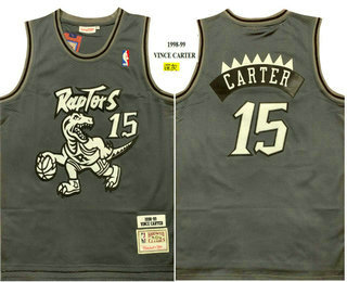 Men's Toronto Raptors #15 Vince Carter Dark Grey 1998 Throwback Swingman Jersey