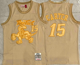 Men's Toronto Raptors #15 Vince Carter Gold 1998 Throwback Swingman Jersey