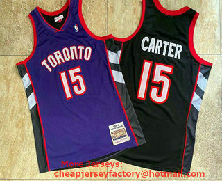 Men's Toronto Raptors #15 Vince Carter Purple with Black 1999-00 Hardwood Classics Soul AU Throwback Jersey