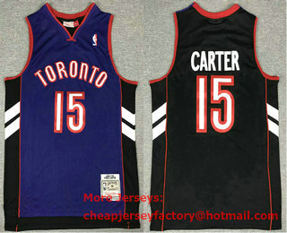 Men's Toronto Raptors #15 Vince Carter Purple with Black 1999-00 Hardwood Classics Soul Swingman Throwback Jersey