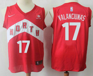 Men's Toronto Raptors #17 Jonas Valanciunas Red Nike Swingman 2018 playoffs Earned Edition Stitched Jersey With The Sponsor Logo