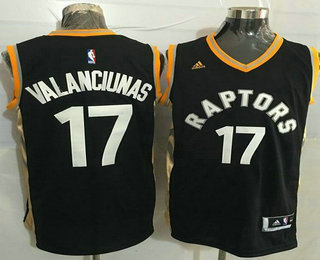 Men's Toronto Raptors #17 Jonas Valanciunas Revolution 30 Swingman Black With Gold Jersey