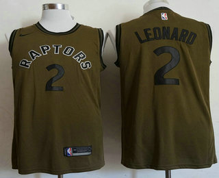 Men's Toronto Raptors #2 Kawhi Leonard Green Nike NBA Swingman Salute to Service Jersey