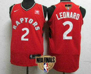 Men's Toronto Raptors #2 Kawhi Leonard Red 2019 NBA Finals Patch Nike Authentic Sun Life Stitched NBA Jersey
