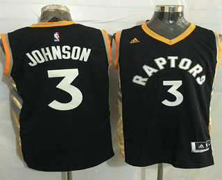 Men's Toronto Raptors #3 James Johnson Revolution 30 Swingman Black With Gold Jersey