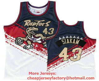 Men's Toronto Raptors #43 Pascal Siakam White With Black Independence Day Hardwood Classics Soul Swingman Throwback Jersey