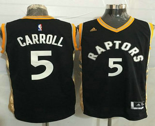 Men's Toronto Raptors #5 DeMarre Carroll Revolution 30 Swingman Black With Gold Jersey