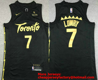 Men's Toronto Raptors #7 Kyle Lowry Black 2020 Nike City Edition Swingman Jersey With The Sponsor Logo