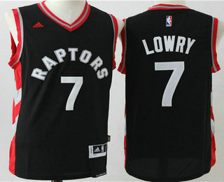 Men's Toronto Raptors #7 Kyle Lowry Revolution 30 Swingman 2015-16 Black With Red Jersey