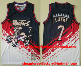 Men's Toronto Raptors #7 Kyle Lowry White With Black Independence Day Hardwood Classics Soul Swingman Throwback Jersey