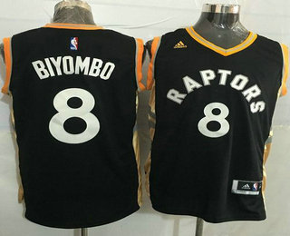 Men's Toronto Raptors #8 Bismack Biyombo Revolution 30 Swingman Black With Gold Jersey