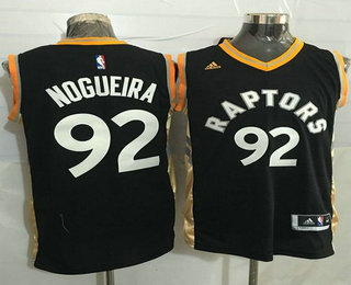 Men's Toronto Raptors #92 Lucas Nogueira Revolution 30 Swingman Black With Gold Jersey