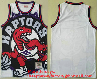 Men's Toronto Raptors White Big Face Mitchell Ness Hardwood Classics Soul Swingman Throwback Jersey