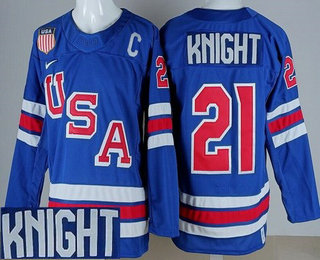 Men's USA #21 Hilary Knight Blue 2026 Olympics Authentic Jersey