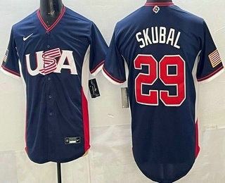 Men's USA #29 Tarik Skubal Navy 2026 World Baseball Classic Cool Base Jersey