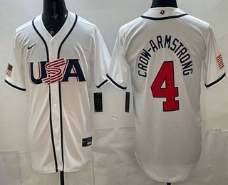 Men's USA #4 Pete Crow-Armstrong White 2026 World Baseball Classic Cool Base Jersey