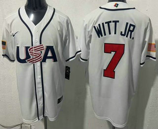 Men's USA #7 Bobby Witt Jr White 2026 World Baseball Classic Cool Base Jersey
