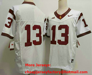 Men's USC Trojans #13 Caleb Williams No Name White FUSE College Football Jersey