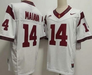 Men's USC Trojans #14 Jayden Maiava Limited White Player Name College Football Jersey