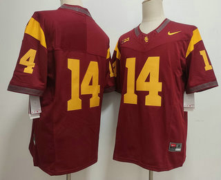 Men's USC Trojans #14 Jayden Maiava Without Name Red FUSE College Football Jersey