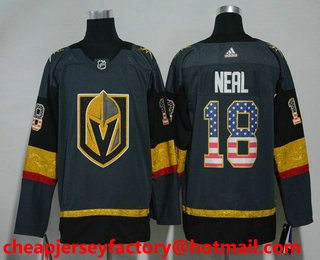 Men's Vegas Golden Knights #18 James Neal Gray with USA Flag 2017-2018 Hockey Stitched NHL Jersey