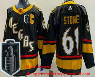 Men's Vegas Golden Knights #61 Mark Stone Black Reverse Retro 2023 Stanley Cup Final Authentic Jersey