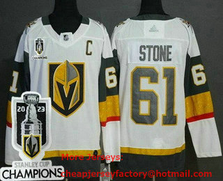 Men's Vegas Golden Knights #61 Mark Stone White 2023 Stanley Cup Champions Authentic Jersey