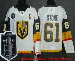 Men's Vegas Golden Knights #61 Mark Stone White 2023 Stanley Cup Final Authentic Jersey