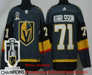 Men's Vegas Golden Knights #71 William Karlsson Gray 2023 Stanley Cup Champions Authentic Jersey