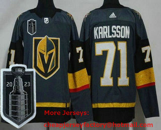 Men's Vegas Golden Knights #71 William Karlsson Gray 2023 Stanley Cup Final Authentic Jersey