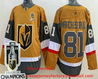 Men's Vegas Golden Knights #81 Jonathan Marchessault Gold 2023 Stanley Cup Champions Authentic Jersey