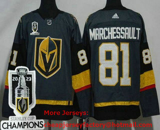 Men's Vegas Golden Knights #81 Jonathan Marchessault Gray 2023 Stanley Cup Champions Authentic Jersey
