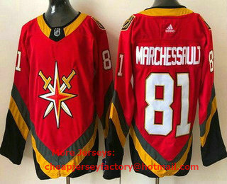 Men's Vegas Golden Knights #81 Jonathan Marchessault Red 2021 Reverse Retro Authentic Jersey
