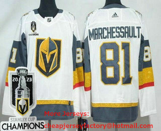 Men's Vegas Golden Knights #81 Jonathan Marchessault White 2023 Stanley Cup Champions Authentic Jersey