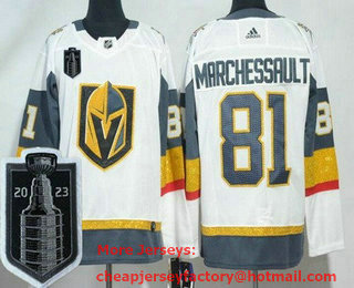 Men's Vegas Golden Knights #81 Jonathan Marchessault White 2023 Stanley Cup Final Authentic Jersey