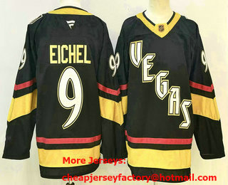 Men's Vegas Golden Knights #9 Jack Eichel Black Reverse Retro Authentic Jersey