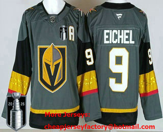 Men's Vegas Golden Knights #9 Jack Eichel Gray 2026 Stanley Cup Final Authentic Jersey