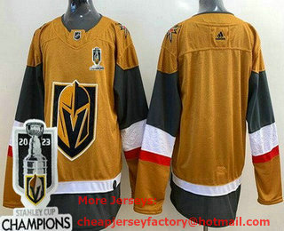 Men's Vegas Golden Knights Blank Gold 2023 Stanley Cup Champions Authentic Jersey