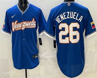 Men's Venezuela #26 Venezuela Blue 2026 World Baseball Classic Cool Base Jersey