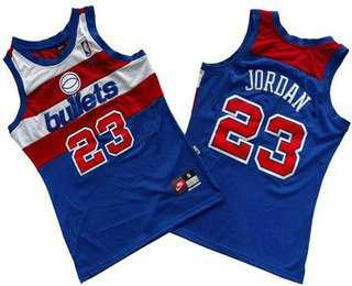 Men's Washington Bullets #23 Michael Jordan Blue Throwback Swingman Jersey
