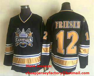 Men's Washington Capitals #12 Jeff Friesen Black Throwback Jersey