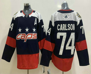 Men's Washington Capitals #74 John Carlson Navy Blue Adidas Stitched NHL Jersey