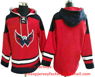 Men's Washington Capitals Blank Red Ageless Must Have Lace Up Pullover Hoodie