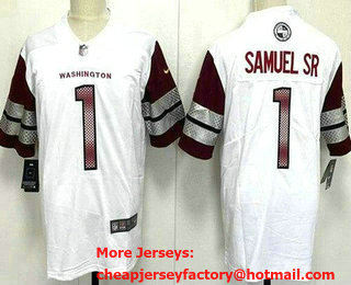 Men's Washington Commanders #1 Deebo Samuel Sr Limited White Vapor Jersey
