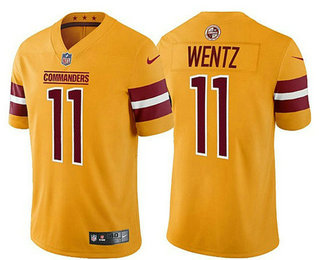 Men's Washington Commanders #11 Carson Wentz Yellow 2022 Vapor Untouchable Stitched Nike Limited Jersey