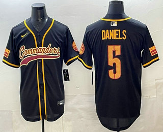 Men's Washington Commanders #5 Jayden Daniels Black Limited Stitched Baseball Jersey